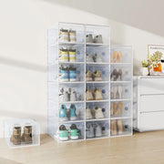 Gianna 12 Pack Stackable Shoe Box Plastic Storage Organizer White Holds Shoes Up to US Size 9 DS-XHV0829-1309WT12P-LG