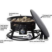 Flame King FKG6501D Portable Propane Outdoor Gas Fire Pit W/ Cover & Carry Kit 19-Inch 58,000 BTU