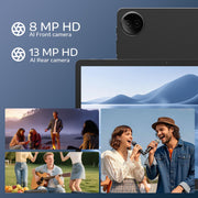Haudio Digiland 10.1 Inch Tablet, MTK Helio G80 Octa-Core, Android 14, 12GB RAM, 128GB Storage, 5G WiFi, Dual 8MP Cameras, Gray, Protective Case, 1057