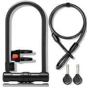 Apecyc 12mm U-Lock Bike Lock with 4ft Security Cable, Keyed Heavy Duty Bicycle Lock with Mounting Bracket and Dust Cover for Ebike, Scooter, Motorcycle
