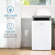Keystone Portable Inverter Air Conditioner, 12,000 BTU ASHRAE/10,000 BTU DOE, White, Cools Up to 450 Sq Ft, Remote Control, Washable Filter, Model KSTAP10PINV