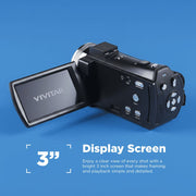 Vivitar PopCam Digital Camcorder, 48MP, Full HD 1080p Video, 3-Inch Flip Screen, 16x Digital Zoom, Built-In Microphone, Black, DVRE507-BLK