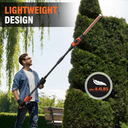 Maxlander Cordless Pole Hedge Trimmer, 18-Inch Double-Action Blades, 16-Feet Max Reach with Extension Pole, Multi-Angle Adjustable, 2 x 2.0Ah Batteries Included
