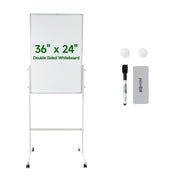 Pen + Gear Mobile Dry Erase Board, 24 X 36 inch, Whiteboard - Aluminum Frame