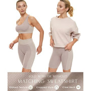 Pop & Plum 2PSET Workout Set Women 2 Piece High Impact Sports Bra Seamless Butt Lifting Shorts Blush