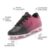 Vizari Cali FG Youth Soccer Cleats, Firm Ground, Black Pink, Size 2, VZSE93273Y