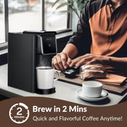 Mecity Mini Single Serve Coffee Maker for Ground Coffee and Loose Tea, Compact Black, 6-12 Oz Brew, KC3002-Black
