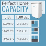 Keystone KSTAP13MAHC Portable Air Conditioner 115V with supplemental heat up to 350 Sq. ft.