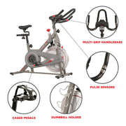 Sunny Health & Fitness Synergy Magnetic Indoor Cycling Bike, 30 lb Flywheel, Silent Belt Drive, Adjustable Seat & Handlebars, Tablet Mount, 275 lb Capacity, SF-B1879