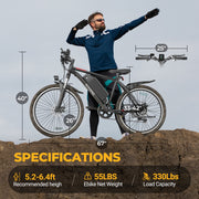 AOVOPRO BK900 Electric Mountain Bicycle, 350W Brushless Motor, 26 in, Black