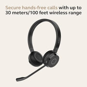 Jabra Evolve 65 TE Wireless Stereo Headset, Bluetooth 5.2, Dual Connectivity, 16 Hours Talk Time, Integrated Busylight, On-Ear, Black