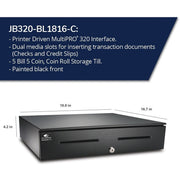 APG Series 4000 Heavy Duty Cash Drawer, MultiPRO 320 Interface, Printer Driven, Black, 18 in, JB320-BL1816-C