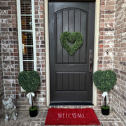 My Texas House Boxwood Heart Topiaries with White Bow, Green, 32 in, 2 Count