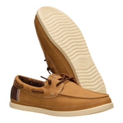 HEYDUDE Harbor Lo Classic Boat Shoe, Lightweight Slip-On with Elastic Laces, Cushioned Ankle Collar, Bone Brown Multi, Size 9, 45139-2LI
