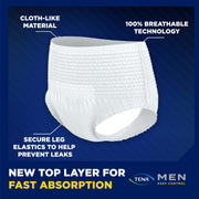 Essity TENA Men Incontinence Underwear Maximum Absorbency, White, Small/Medium, 80 Count