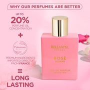 BellaVita Luxury Rose Perfume for Women, Floral Oriental Sweet Fragrance, 100ml