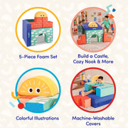 Battat BT1849 Cloud Castle Foam Fort Building Set with 5 Multicolor Play Shapes, Toddler and Preschool Toys