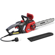 EWORK Electric Chainsaw, 16-Inch Bar, 15 Amp Motor, Tool-Free Chain Tension, Automatic Oiling, Low Kickback, Rear Handle, Black and Red