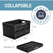 CleverMade Collapsible Storage Bins, 46L, 3-Pack, Obsidian, Stackable Foldable Plastic Storage Crates