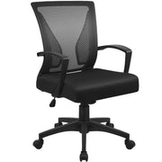 Furmax Mid Back Office Chair, Ergonomic Lumbar Support, Breathable Mesh Back, Height Adjustable Seat, Thick Padded Seat, 360-Degree Swivel Wheels, Black