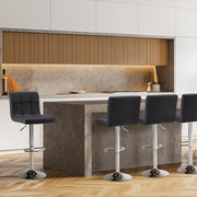 Concetta Set of 2 Adjustable Swivel Bar Stools, White PU Leather, Low Back, Metal Frame with Footrest, 36.5-44.5 in Height