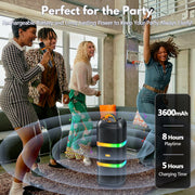 JYX Portable Bluetooth Karaoke Speaker, 40W with 4-Inch Subwoofer, Dual Wireless Microphones, LED Lights, Rechargeable Battery, MS73