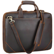 STAR VISTA Vittorio Slim Laptop Messenger Bag, Full Grain Leather Briefcase for Men, Dark Brown, Fits 15.6