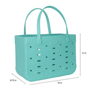 Mainstays Large All Purpose Flex Laundry Tote, Waterproof Washable EVA Plastic, Teal, 18 W x 8.75 D x 13 H