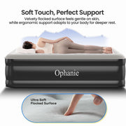 Ophanie King Air Mattress, 18-Inch Elevated Inflatable Bed with Built-In Electric Pump, Puncture-Resistant PVC, Anti-Slip Bottom, Black, AMH5V2109