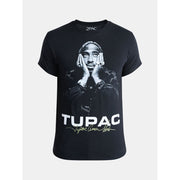 Isaac Morris Ltd Tupac Shakur Graphic Cotton Tee, Black, Crew Neck, Short Sleeve, Relaxed Fit, Sizes S-3XL