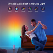 Govee RGBIC Floor Lamp, Multi-Color LED with 64 Lighting Effects, Music Sync, Voice and Remote Control, White Aluminum Finish, H8072A82/H6072A82