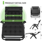 GVDV Oversized Zero Gravity Chair, 33In XXL Lounge Chair with Removable Thick Cushion - Enhanced Comfort