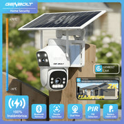 GENBOLT Solar WiFi Security Camera Outdoor, Dual Lens with 2.5K Color Night Vision, 8W Solar Powered, 15600mAh Battery, PIR Motion Detection, Dual Screen, Waterproof, GB217H
