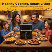 Bluebow 8QT Air Fryer, 8-in-1 Electric Hot Oven with Digital LED Touchscreen, Visible Window, Black