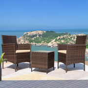 Devoko YJD-LCRF700A-1 Patio Conversation Set Outdoor Furniture Set PE Rattan Set of 3, Brown/Beige