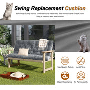 HONEY HOME Porch Swing Cushion, Waterproof, Fade Resistant, Gray, 60x40 in, 4in Thick High-Density Sponge