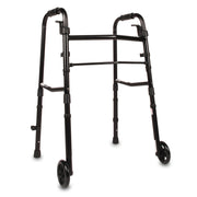 Equate Folding Walker with Wheels, Black