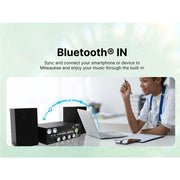 Naxa Electronics Victor Milwaukee 50 Watt Desktop CD Stereo System with Bluetooth, Functioning Square VU Meters, Detached Speakers, Remote Control, Silver