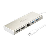 j5create JCD381 USB-C Mini Dock- Type C Hub with 2X 4K HDMI, 2X USB 3.0, Ethernet, Power Delivery 2.0