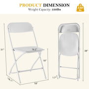 Nazhura Folding Chairs Portable Lawn Chairs for Kitchen and Dinning Room Metal and Plastic Set of 6, White