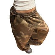 RDKTPXZ Womens Camo Wide Leg Sweatpants, Loose Straight Leg, Elastic Waistband, Green, Size L
