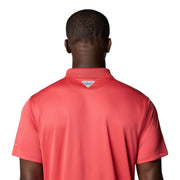 Columbia PFG Solar Stream Short-Sleeve Polo for Men - Sunset Red - L