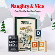 Duke Cannon Supply Co Mens Holiday Bar Soap Gift Set, Lump of Coal 10 oz, American Bourbon, Sawtooth, Midnight Swim, GSBK-HOLNN