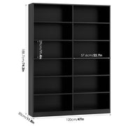Homfa Double Wide 6-Tier Bookcase, Black