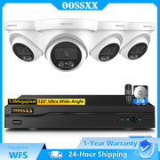 OOSSXX Full HD 5MP Wired Security Camera System, 8-Channel DVR, 4 Cameras, 130 Ultra Wide-Angle Lens, Super Night Vision, IP67 Waterproof