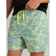 HUK Pursuit Printed Volley Shorts, Men's Quick-Dry, UPF 30+ Sun Protection, Functional Pockets, Seagrass, Small, H2000227