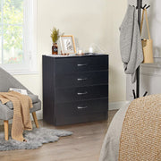 FCH UBesGoo Black Chest of Drawers Dresser Wood Organizer Cabinet, 4 Drawer Nightstand Side Table