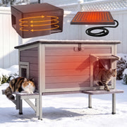 Aivituvin Large Heated Outdoor Cat House with UL Tested Heating Pad, Triple-Layer Insulation, Waterproof Wood, 3 Escape Doors, Removable Liner AIR91-IN-HP-WM