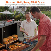 Tcisa 3-Burner Gas and Charcoal Grill Combo, Dual Fuel 30,000 BTU, 748 Sq In Cooking Space, Black Steel Construction