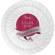 Plasticpro Disposable Plates Combo Set, 32 Pack with 16 Dinner Plates 10 in and 16 Salad Plates 7.5 in, White Elegantware, Heavy Duty